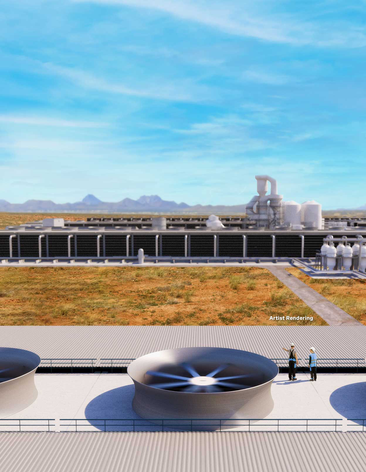 Artist rendering of 1PointFive Direct Air Capture facility 